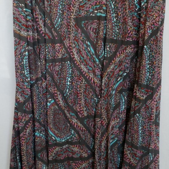 Lucy & Laurel Pleated Skirt Multi-Color Maxi Ankle Skirt Size Large ☆ - Picture 5 of 10